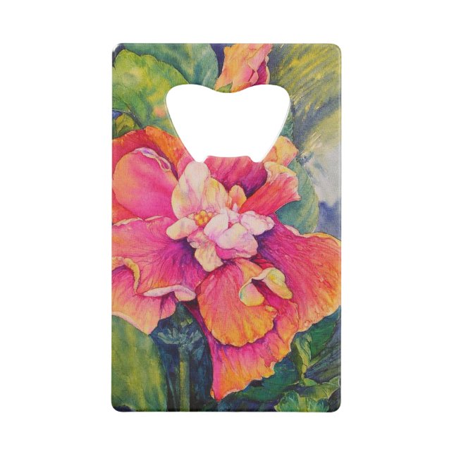 Abrebotellas De Tarjeta De Crédito Hibisco y Canna (Anverso)