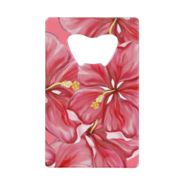 Abrebotellas De Tarjeta De Crédito Hibiscus & lace RED