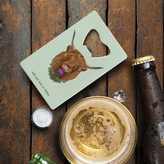 Abrebotellas De Tarjeta De Crédito Highland Scottish Cow Purple Celtic Knot Work (Subido por el creador)