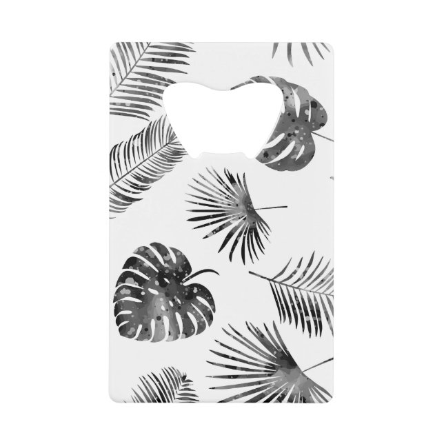 Abrebotellas De Tarjeta De Crédito Hojas de palma negras: inmaculadas. (Anverso)