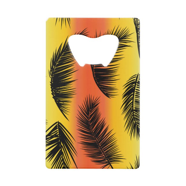 Abrebotellas De Tarjeta De Crédito Hojas de palmeras: patrón sin costura. (Anverso)