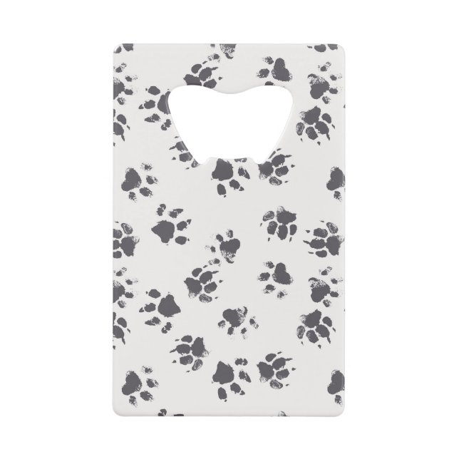 Abrebotellas De Tarjeta De Crédito Huellas de trazo: Perro Monocromo sin soldadura. (Anverso)