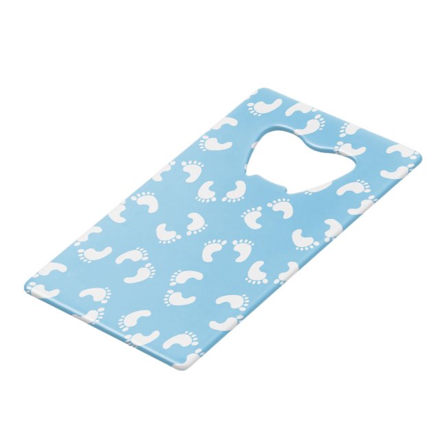 Abrebotellas De Tarjeta De Crédito Huellas para bebés, pies para bebés, pasos, azul,  (Ángulo frontal)