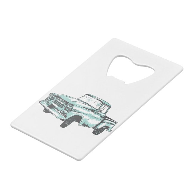 Abrebotellas De Tarjeta De Crédito Ilustracion de camiones de época (Ángulo frontal)