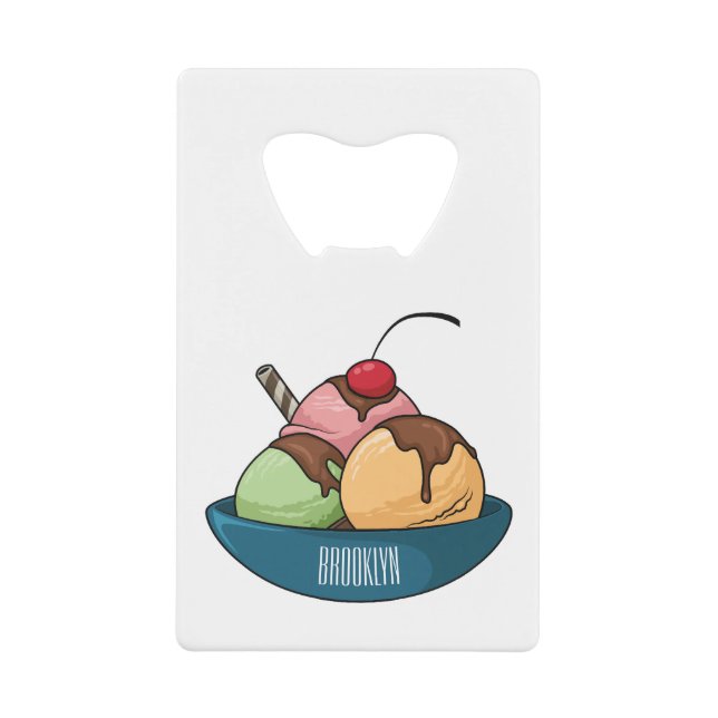 Abrebotellas De Tarjeta De Crédito Ilustracion de helado personalizado (Anverso)