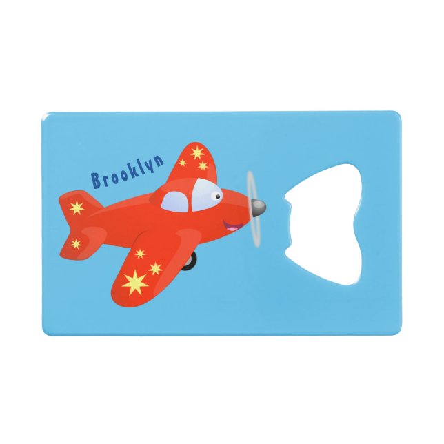Abrebotellas De Tarjeta De Crédito Ilustracion de personalizado de avión rojo con vue (Anverso (Horizontal))