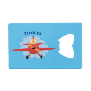 Abrebotellas De Tarjeta De Crédito Ilustracion de personalizado de avión rojo que vue