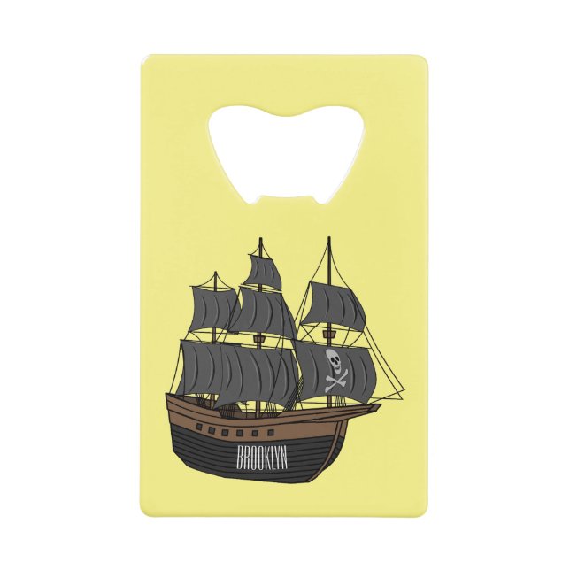Abrebotellas De Tarjeta De Crédito Ilustracion de personalizado de buques piratas (Anverso)