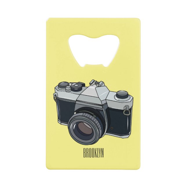 Abrebotellas De Tarjeta De Crédito Ilustracion de personalizado de cámara de cine (Anverso)