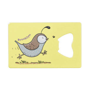 Abrebotellas De Tarjeta De Crédito Ilustracion de personalizado de codorniz de califo