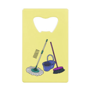 Abrebotellas De Tarjeta De Crédito Ilustracion de personalizado de escobas y mopas