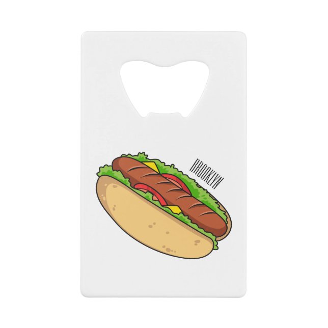 Abrebotellas De Tarjeta De Crédito Ilustracion de personalizado de hot dog (Anverso)