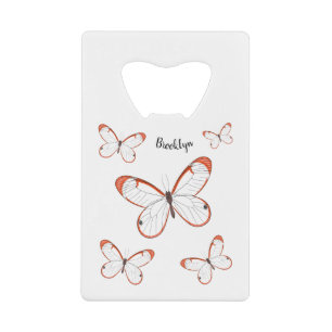 Abrebotellas De Tarjeta De Crédito Ilustracion de personalizado de mariposa de vidrio