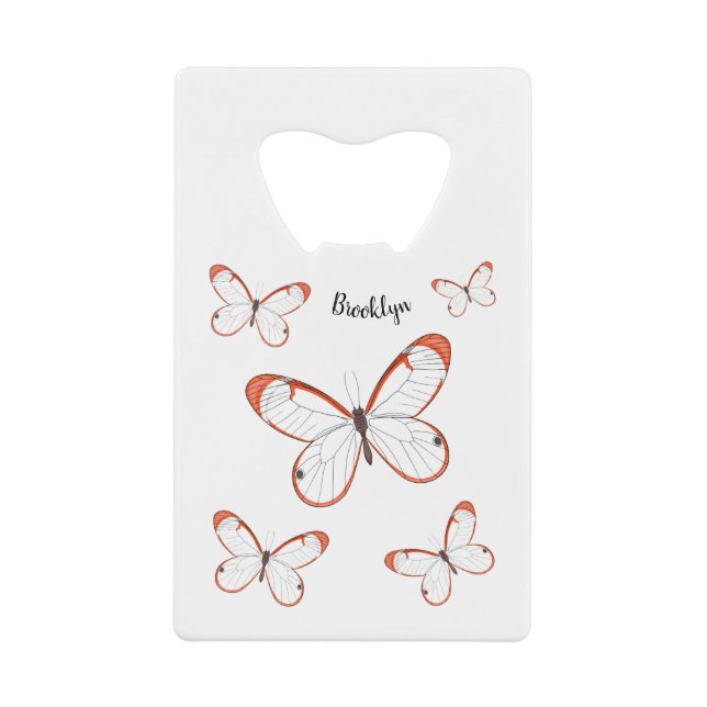 Abrebotellas De Tarjeta De Crédito Ilustracion de personalizado de mariposa de vidrio (Anverso)