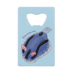Abrebotellas De Tarjeta De Crédito Ilustracion de personalizado de nudibranquias azul