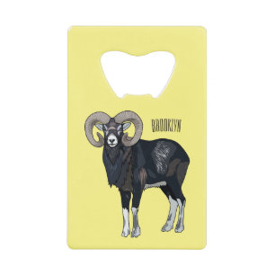 Abrebotellas De Tarjeta De Crédito Ilustracion de personalizado de ovino Mouflon