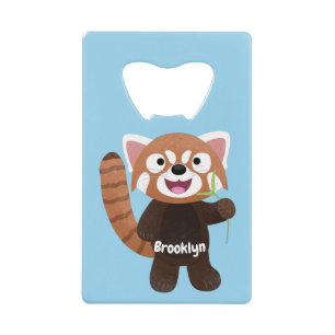 Abrebotellas De Tarjeta De Crédito Ilustracion de personalizado de panda rojo