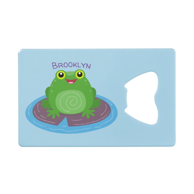 Abrebotellas De Tarjeta De Crédito Ilustracion de personalizado de rana verde alegre (Anverso (Horizontal))