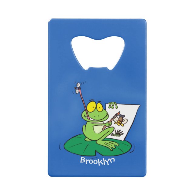 Abrebotellas De Tarjeta De Crédito Ilustracion de personalizado de rana verde lindo (Anverso)