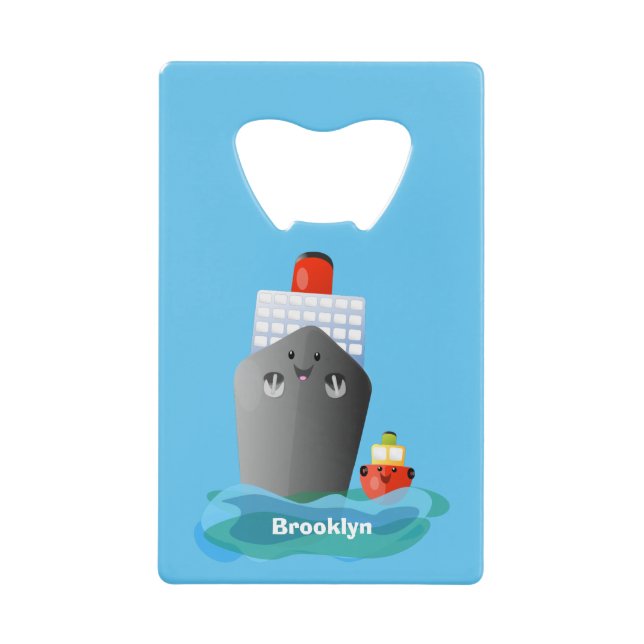 Abrebotellas De Tarjeta De Crédito Ilustracion de personalizado de remolcador de barc (Anverso)