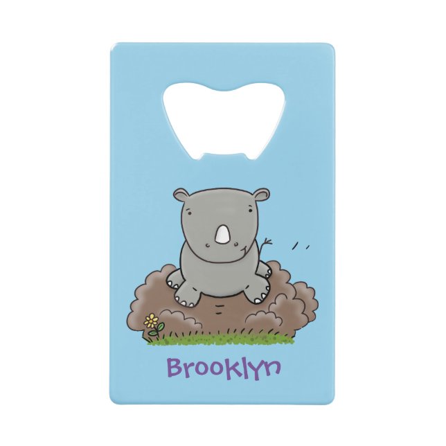 Abrebotellas De Tarjeta De Crédito Ilustracion de personalizado de rinocerontes (Anverso)