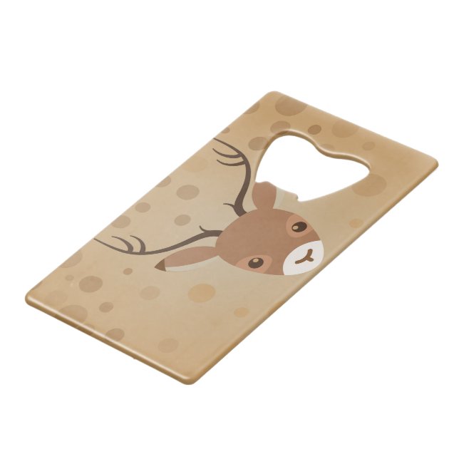 Abrebotellas De Tarjeta De Crédito ilustracion de renos sobre fondo marrón (Ángulo trasero)