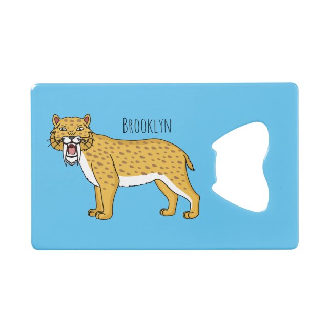 Abrebotellas De Tarjeta De Crédito Ilustracion de tigre con dientes de saber (Anverso (Horizontal))