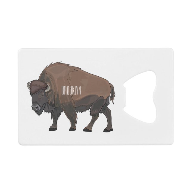 Abrebotellas De Tarjeta De Crédito Ilustracion personalizado Bison (Anverso (Horizontal))