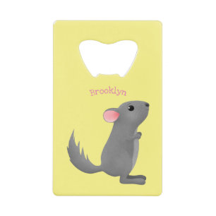 Abrebotellas De Tarjeta De Crédito Ilustracion personalizado chinchilla gris suave