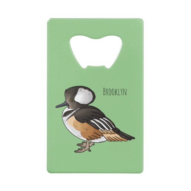 Abrebotellas De Tarjeta De Crédito Ilustracion personalizado de aves merganser con ca (Anverso)