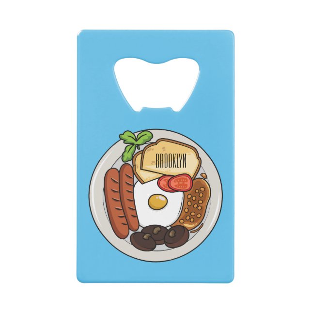 Abrebotellas De Tarjeta De Crédito Ilustracion personalizado de desayuno inglés (Anverso)