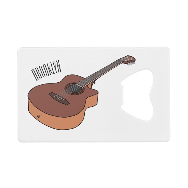 Abrebotellas De Tarjeta De Crédito Ilustracion personalizado de guitarra acústica (Anverso (Horizontal))