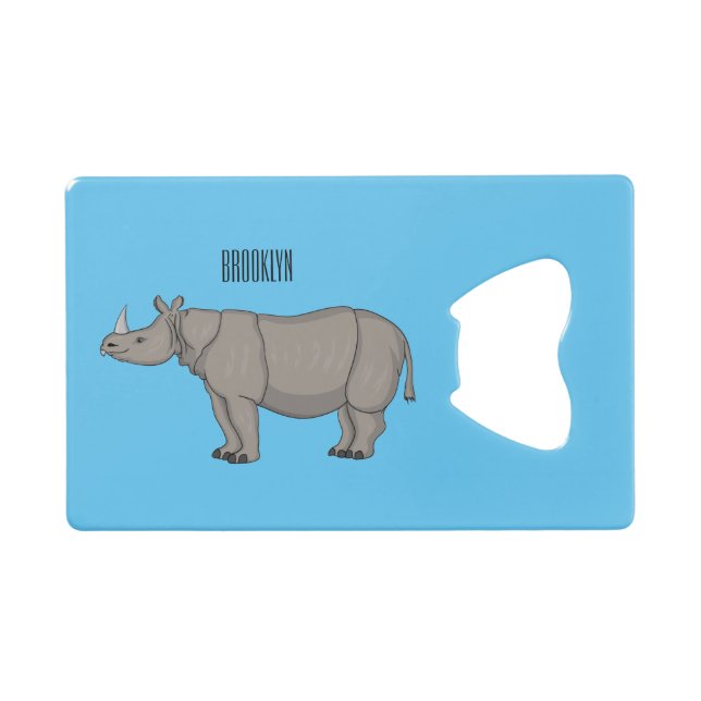 Abrebotellas De Tarjeta De Crédito Ilustracion personalizado de Javan rhinoceros (Anverso (Horizontal))