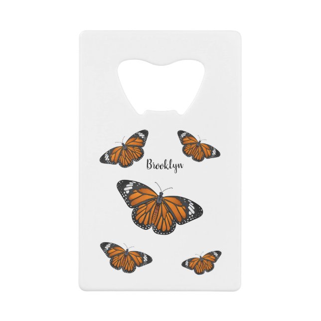 Abrebotellas De Tarjeta De Crédito Ilustracion personalizado de mariposa monarca (Anverso)