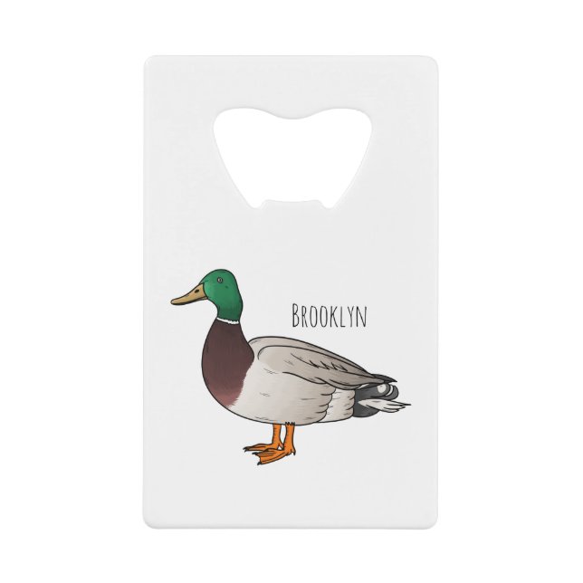 Abrebotellas De Tarjeta De Crédito Ilustracion personalizado de pato mallard (Anverso)