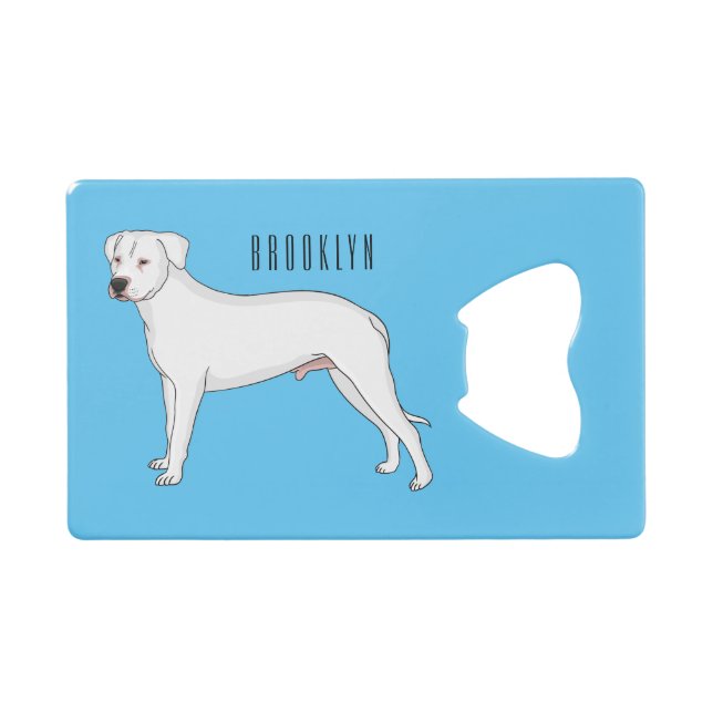 Abrebotellas De Tarjeta De Crédito Ilustracion personalizado de perro argentino Dogo (Anverso (Horizontal))