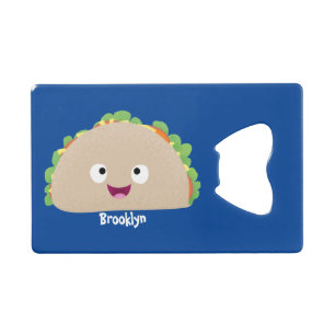 Abrebotellas De Tarjeta De Crédito Ilustracion personalizado de taco alegre sonriente