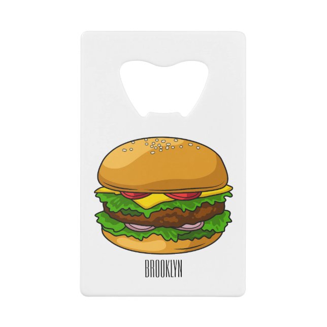 Abrebotellas De Tarjeta De Crédito Ilustracion personalizado Hamburger (Anverso)
