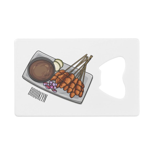 Abrebotellas De Tarjeta De Crédito Ilustracion Satay personalizado (Anverso (Horizontal))
