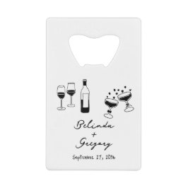 Abrebotellas De Tarjeta De Crédito Ilustraciones Negras Dibujadas a Mano Bodas