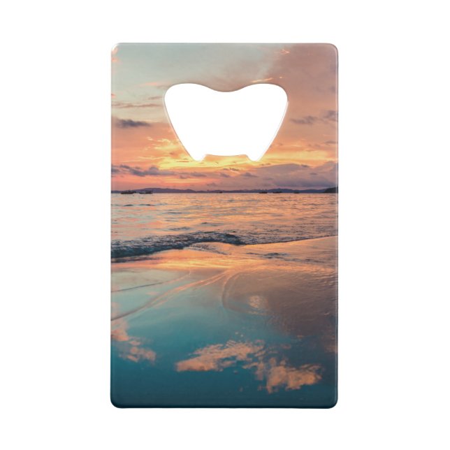 Abrebotellas De Tarjeta De Crédito Imágenes oceánicas de arte de playa de escena Guay (Reverso)