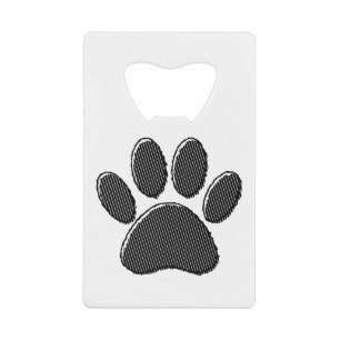 Abrebotellas De Tarjeta De Crédito Impresión de tracción de cachorro rayada en blanco