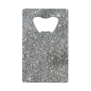 Abrebotellas De Tarjeta De Crédito Impresión Glitz de elegante Purpurina plateado