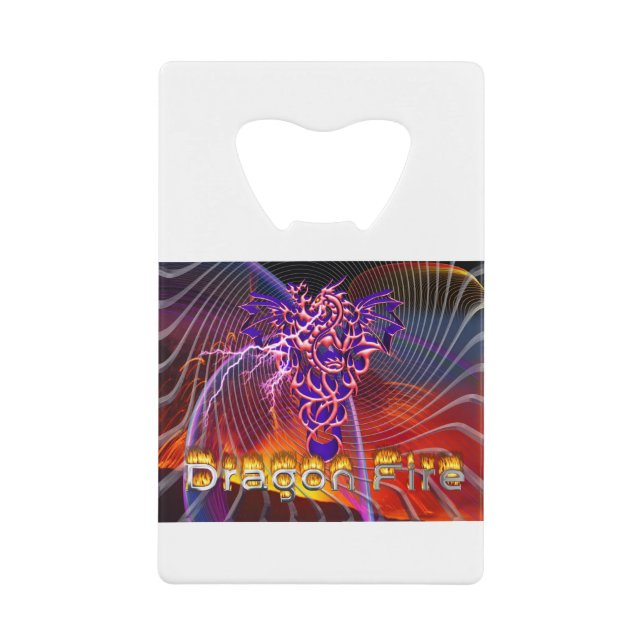 Abrebotellas De Tarjeta De Crédito Impresionante diseño de incendios de dragones (Anverso)