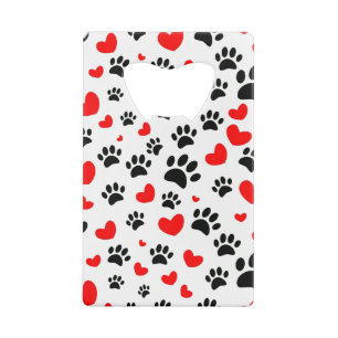 Abrebotellas De Tarjeta De Crédito Impresiones Al Azar De Papas De Perro Y Corazones 