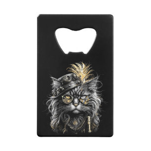 Abrebotellas De Tarjeta De Crédito Increíble gato steampunk 