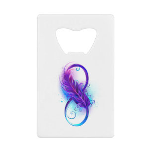 Abrebotellas De Tarjeta De Crédito Infinito con pluma púrpura