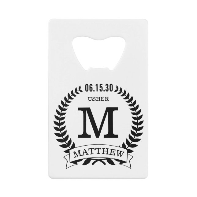 Abrebotellas De Tarjeta De Crédito Iniciales del ujier (Anverso)