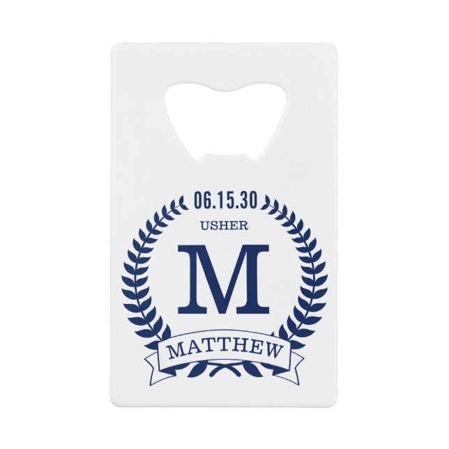 Abrebotellas De Tarjeta De Crédito Iniciales del ujier (Anverso)