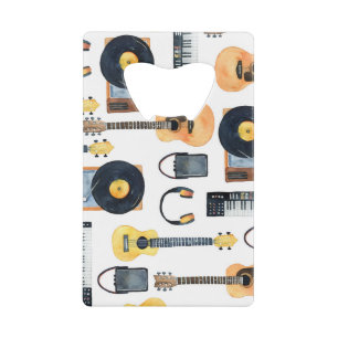 Abrebotellas De Tarjeta De Crédito Instrumentos musicales: acuarela sin foco